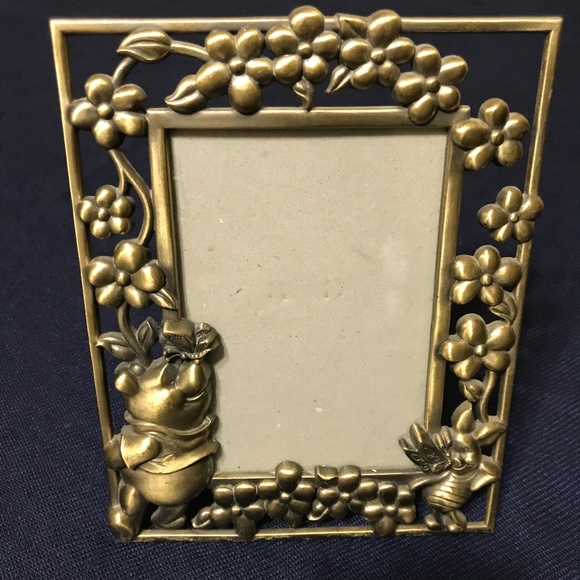 Disney Other - WINNIE THE POOH PICTURE FRAME - BRASS, EASEL STAND, PIGLET IS ALSO ON THE FRAME